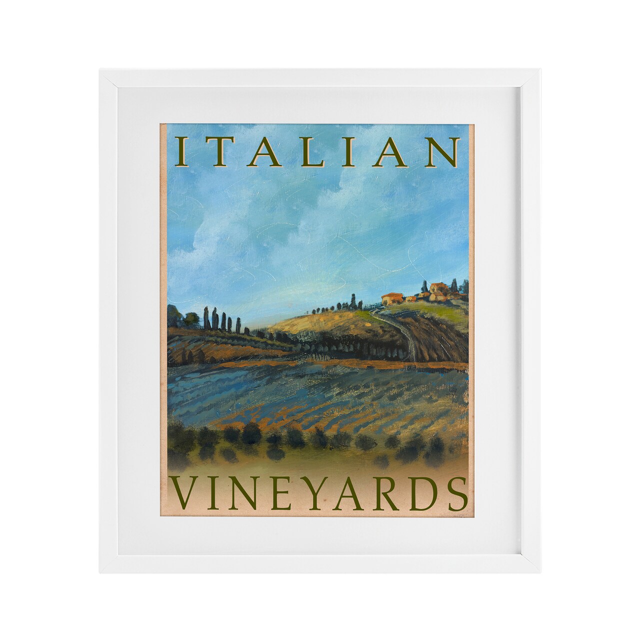 Stupell Industries Italian Vineyards Vintage Poster Framed Print Under Glass, design by Kingsley